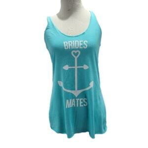 Brides Mates Anchor light blue razor back tank top